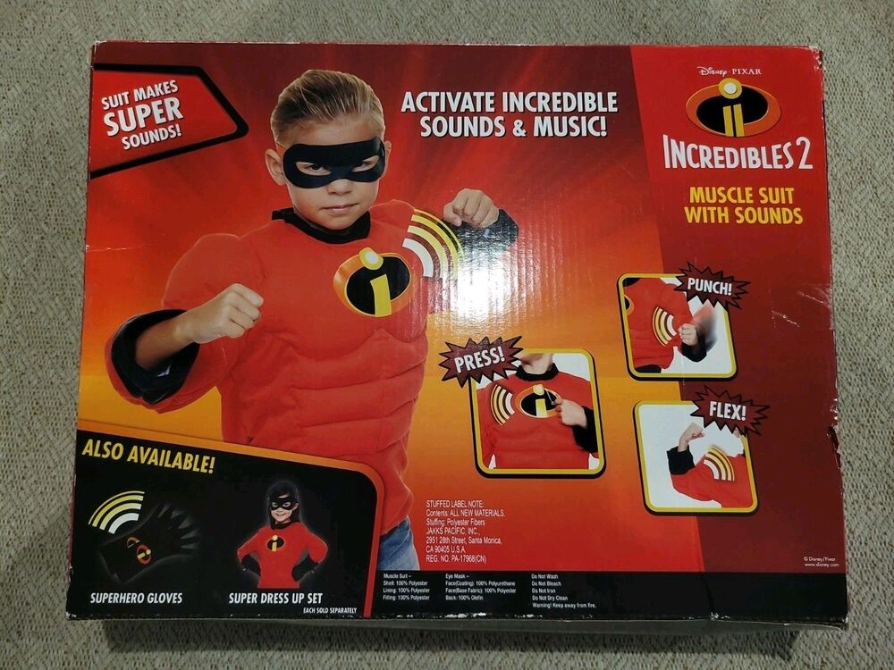 NEW Disney Pixar Incredibles 2 Mr Incredible Muscle Suit Boy Costume SOUND 4-6 S - Picture 8 of 11